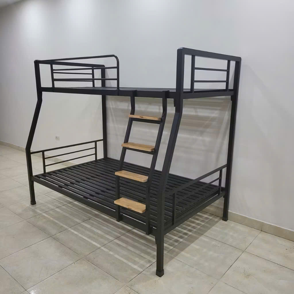Giường sắt lệch tầng khung sắt hộp vuông rộng 1m2/1m4