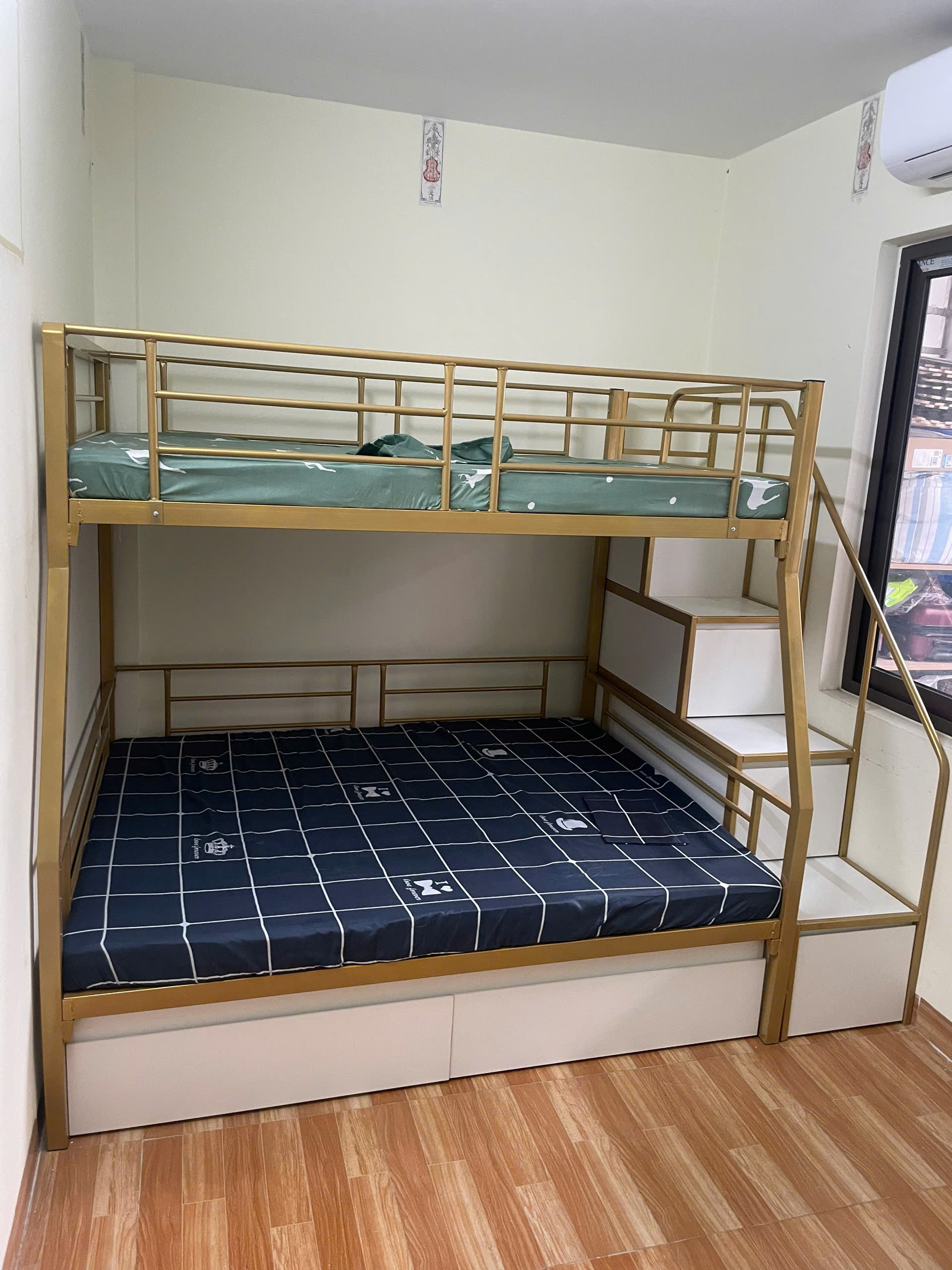 Giường tầng cho bé thang hộp có ngăn kéo rộng 1m/1m2