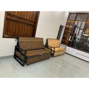 giường gấp sfa  khung sắt mặt gỗ 1m6x2m